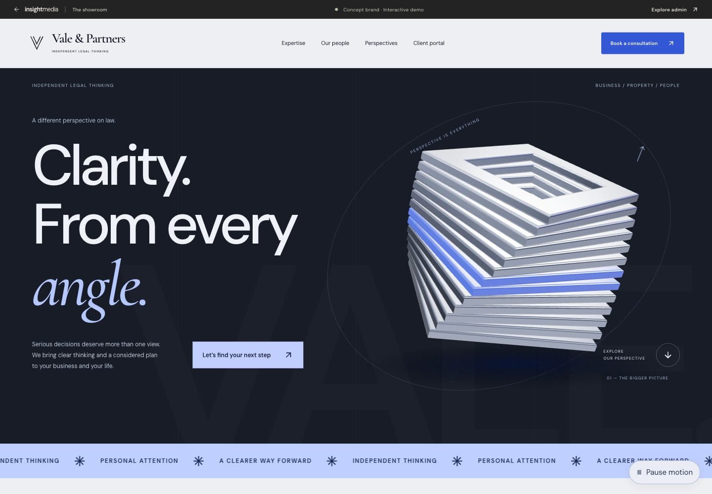 Preview of the Vale and Partners law firm homepage