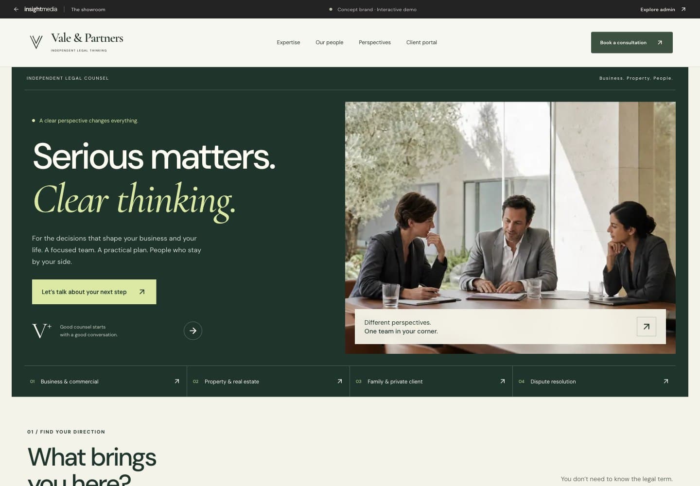 Preview of the Vale and Partners law firm homepage