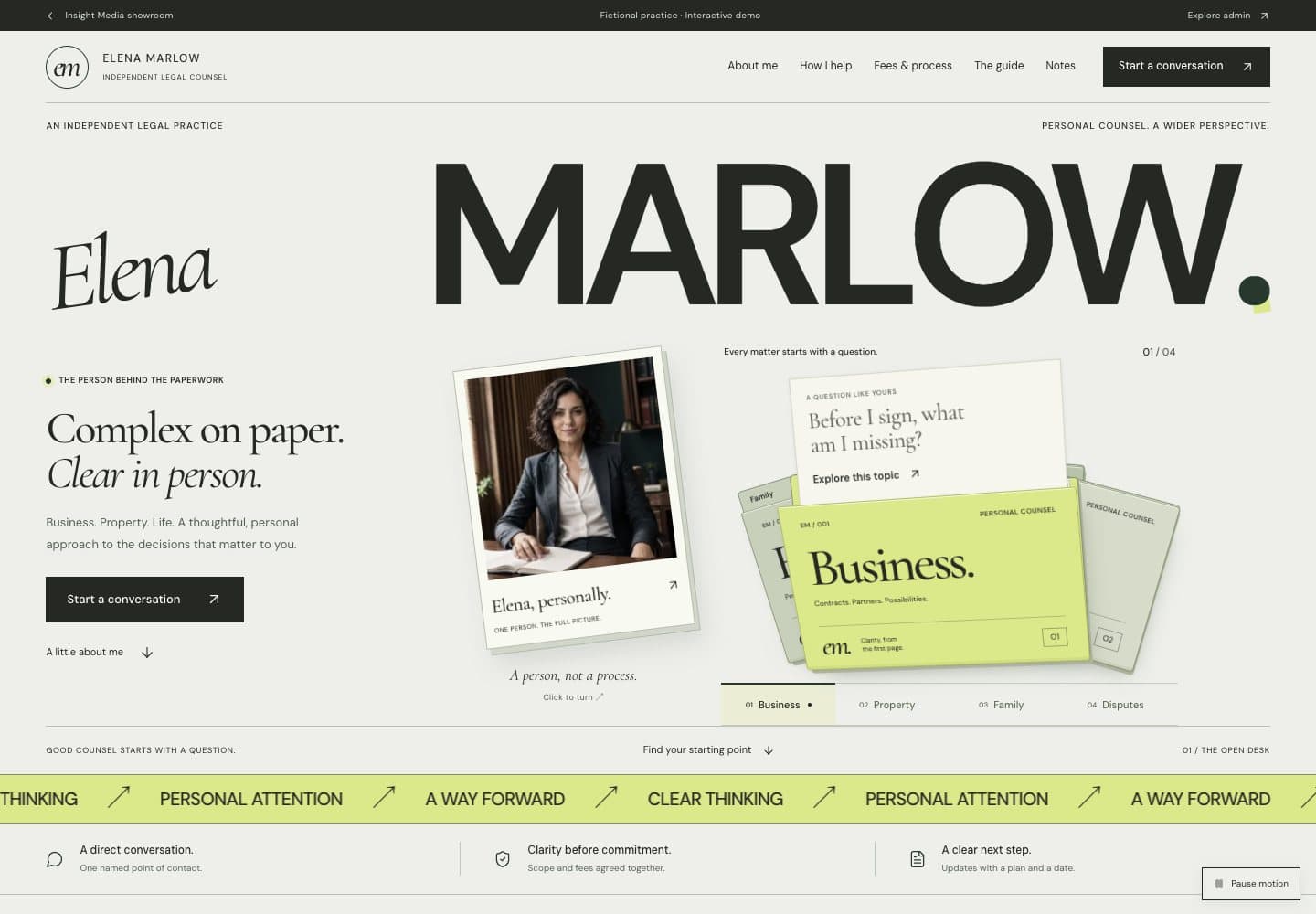 Preview of Elena Marlow’s personal lawyer website