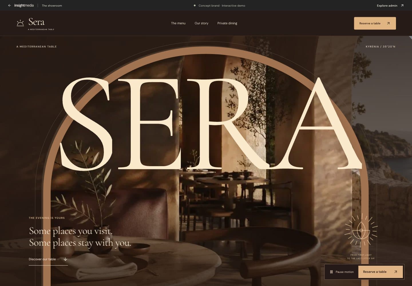 Preview of the Sera Mediterranean restaurant website
