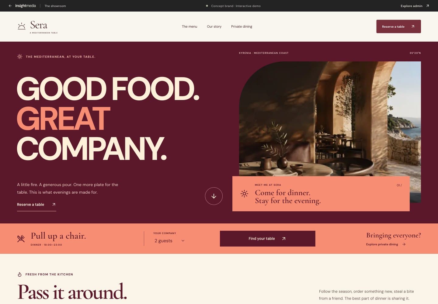 Preview of the Sera Mediterranean restaurant website