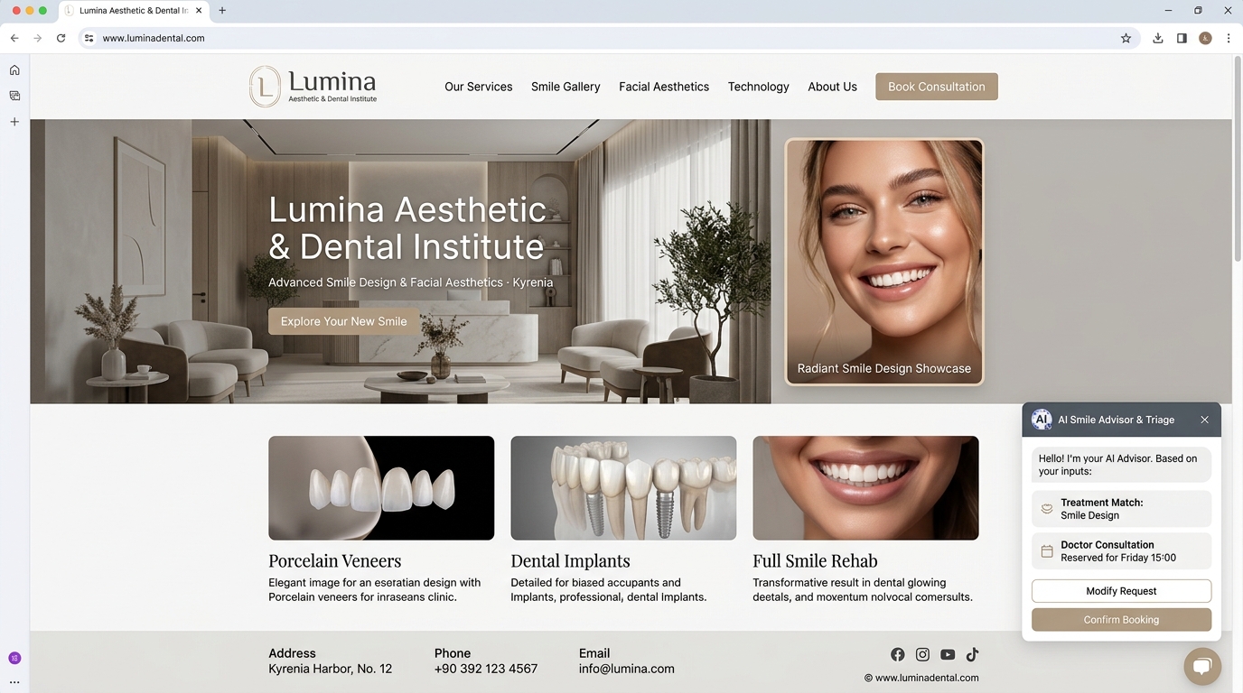 Lumina Aesthetic & Dental Institute AI website preview