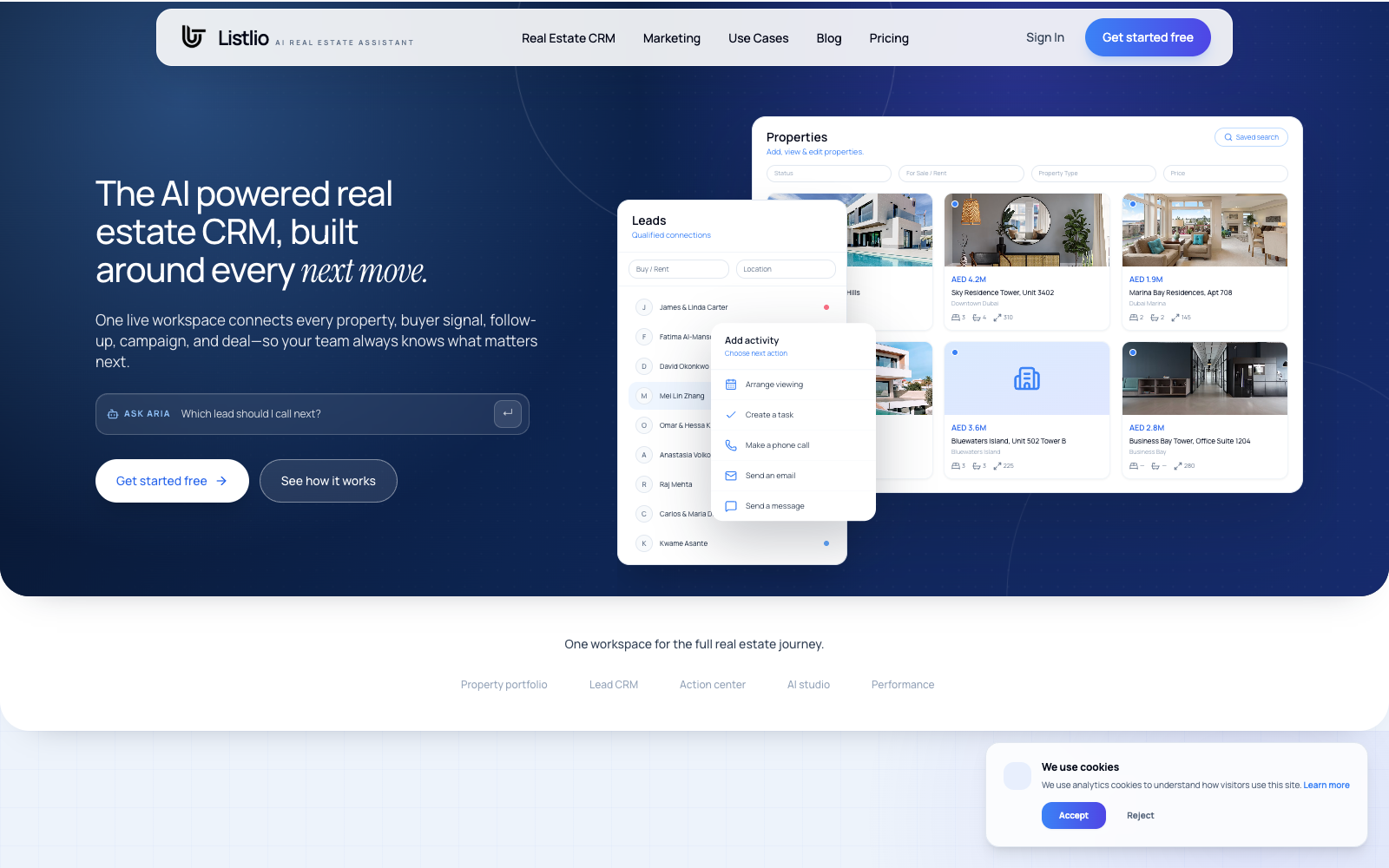 Listlio AI Assistant · Global PropTech AI website preview