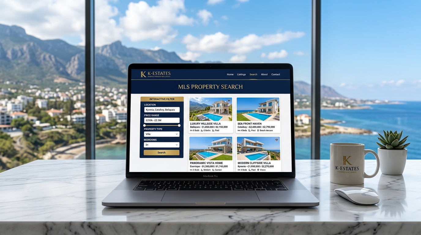 Real Estate Agencies & Brokerage Networks website design mockup sample for North Cyprus